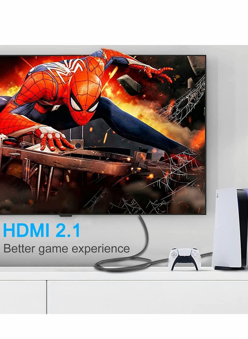 كابل HDMI 2.1 بدقة 8K، سرعة عالية تبلغ 48Gbps، يدعم دقة 8K@60Hz و4K@120Hz لتجربة ألعاب نهائية وتجربة سينما منزلية. - Image 2
