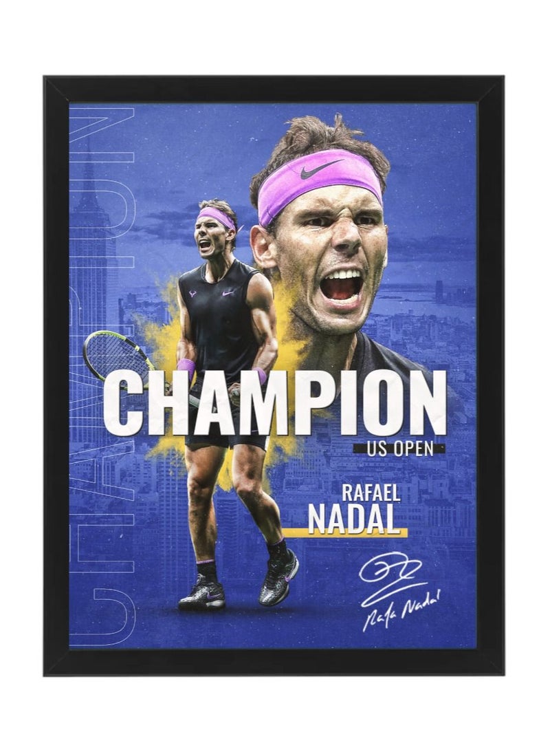 Boomah Accessories - Rafael Nadal Champion Tennis Autographed Poster with Frame 30x40cm - Image 1