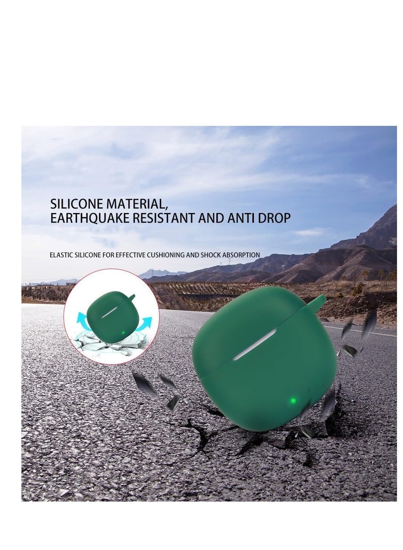 Silicone Case Compatible with Honor Earbuds X6, Soft Silicone Protective Case Cover, Shockproof Sleeve with Carabiner For Honor Earbuds X6 (Green) - Image 2