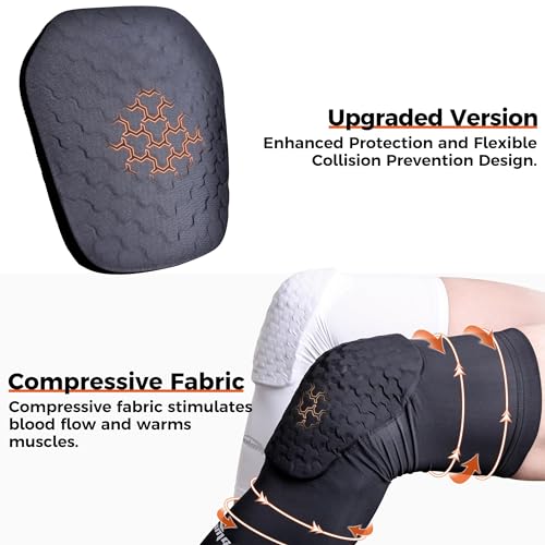 COOLOMG Basketball Knee Pads Compression Leg Sleeves for Volleyball Football Weightlifting Black S - Image 5