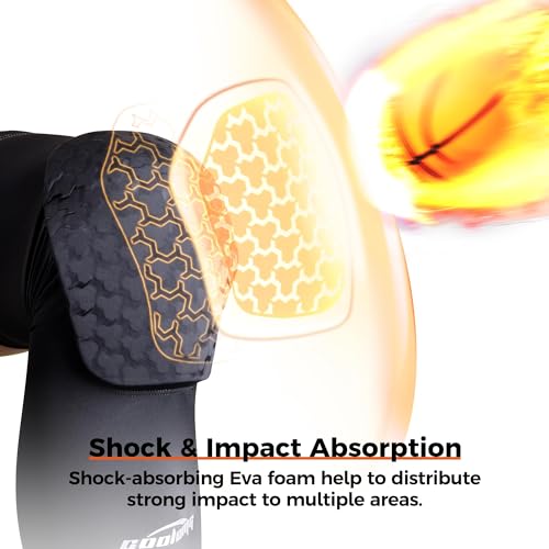 COOLOMG Basketball Knee Pads Compression Leg Sleeves for Volleyball Football Weightlifting Black S - Image 2