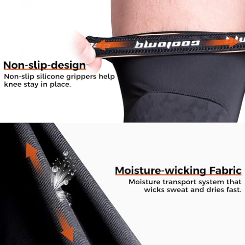 COOLOMG Basketball Knee Pads Compression Leg Sleeves for Volleyball Football Weightlifting Black S - Image 4