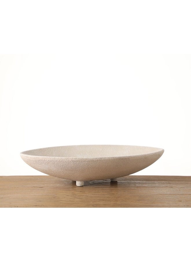 DANUBE HOME Danube Home Ava Polyresin Drop Sand Texture Platter - 50X29X11 Cm Decorative Home Accessory For Bowls & Trays Modern Centerpiece For Fruit & Decor White Stylish Textured Platter For Home Decor 