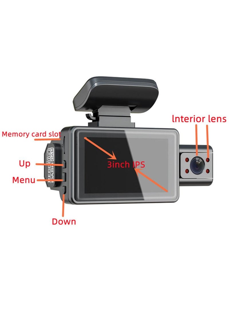 Furtey - 1080P 3.0IPS Display Screen Tachograph, 140 Degree Wide Angle, Front+Rear Dual Lens Car Video Drive Recorder, Enhanced Night Vision Support Loop Recording - Image 1