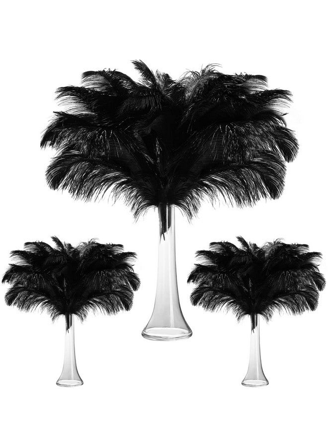 مايتيز ريش نعام طبيعي كبير من مايتي، 90 قطعة، مقاس 14-16 بوصة (35-40 سم)، 12-14 بوصة (30-35 سم)، 10-12 بوصة (25-30 سم)، ريش نعام لقطع الزينة المركزية، ريش نعام لحفلات الزفاف (أسود) - Image 1