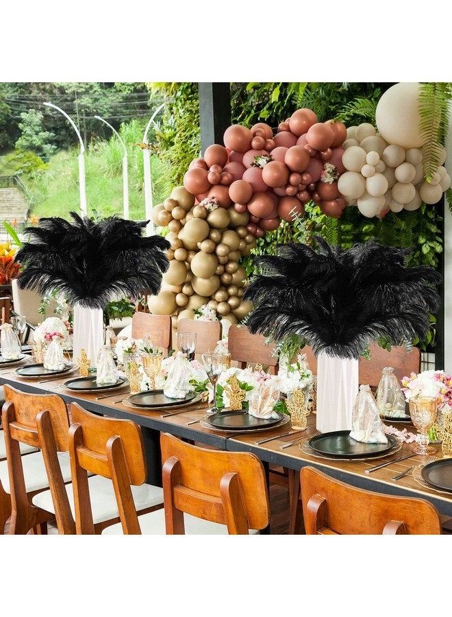 مايتيز ريش نعام طبيعي كبير من مايتي، 90 قطعة، مقاس 14-16 بوصة (35-40 سم)، 12-14 بوصة (30-35 سم)، 10-12 بوصة (25-30 سم)، ريش نعام لقطع الزينة المركزية، ريش نعام لحفلات الزفاف (أسود) - Image 3