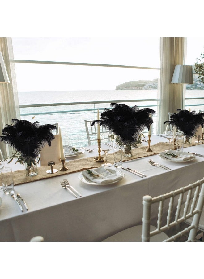 مايتيز ريش نعام طبيعي كبير من مايتي، 90 قطعة، مقاس 14-16 بوصة (35-40 سم)، 12-14 بوصة (30-35 سم)، 10-12 بوصة (25-30 سم)، ريش نعام لقطع الزينة المركزية، ريش نعام لحفلات الزفاف (أسود) - Image 5