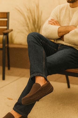 Project Cloud Mens Slippers 100% Genuine Leather with Memory Foam Insole Mens Shoes - Non-Slip and Lightweight Indoor and Outdoor Slippers for Men (Oswin, Choc, 10) - Image 2