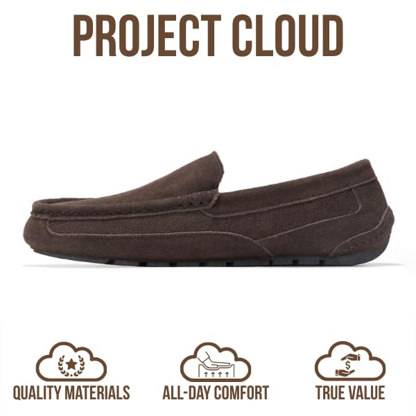 Project Cloud Mens Slippers 100% Genuine Leather with Memory Foam Insole Mens Shoes - Non-Slip and Lightweight Indoor and Outdoor Slippers for Men (Oswin, Choc, 10) - Image 4