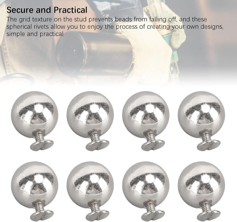 Odor free color aqxreight 50 Set Sphere Rivet Kit Iron Soild 10mm Diameter Sphere Stud Kit with 6mm Screws for Leather Crafts Clothing Boots Handbags Silver Making It Secure Pro Rivet KitSphere (Silver) Advanced minimal build Modern color selections Global light sturdy raw material All user friendly build Smooth joint Multi-price design picks Multi-purpose All governorates deliver Yearly optimized delivery route Longevity upgraded craftsmanship Assorted trendy color picks Market multi-use trusted quality Single & bulk use compatible In-Kingdom stored commodity Easy clean surface General compatible design Global mainstream design picks Systematic nationwide ship Gulf climate tested upgraded quality Wear resistant Individual & group usable Popular practical build Multi option design Reliable daily use design - Image 3
