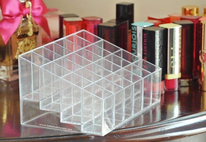 Cpixen Transparent Acrylic 24 Lipstick Display Stand Case Casket Makeup Holder Cosmetic Storage Box (Multi Color) - Image 3
