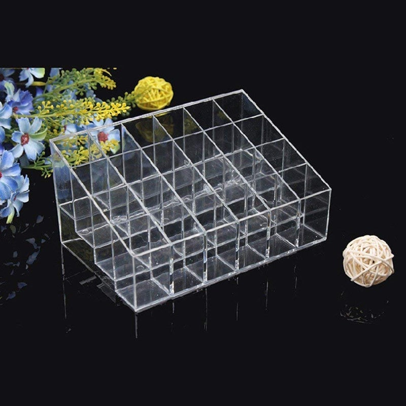 Cpixen Transparent Acrylic 24 Lipstick Display Stand Case Casket Makeup Holder Cosmetic Storage Box (Multi Color) - Image 1