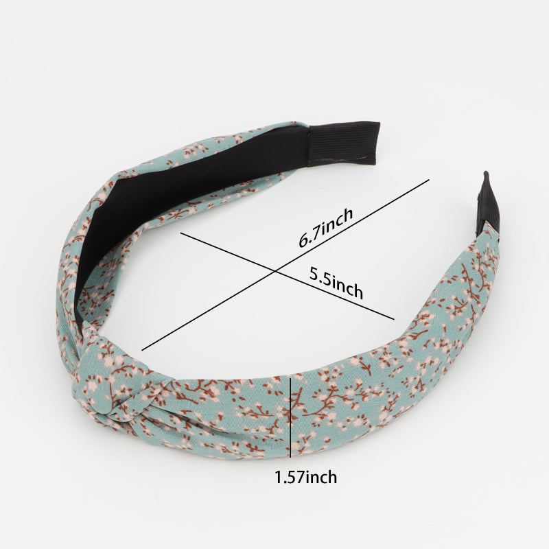 Amariver 4 Pcs Knotted Headbands for Women Floral Headband Boho Hair Band Black Green Blue Ginger Fashion Head Band Elastic Trendy Headbands Stylish Hair Accessories for Women Girls - Image 2