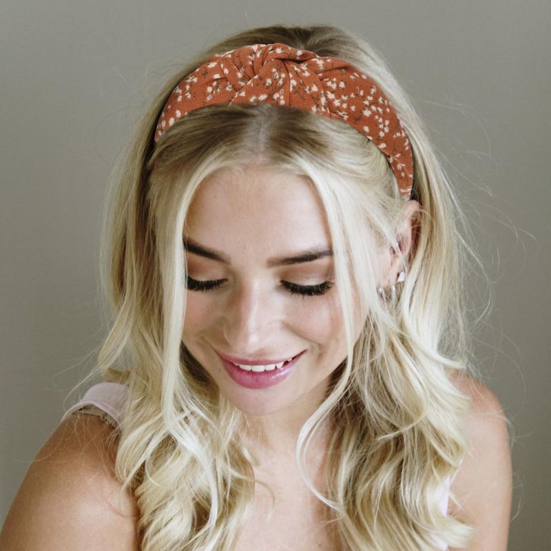 Amariver 4 Pcs Knotted Headbands for Women Floral Headband Boho Hair Band Black Green Blue Ginger Fashion Head Band Elastic Trendy Headbands Stylish Hair Accessories for Women Girls - Image 4