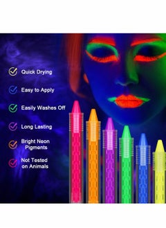 Y&D Face Paint Crayons Kit 6 Colors Safe Non-Toxic Body for Kids Children Twistable Fluorescent Bath Halloween Masquerades Easter Festivals Party Supplies  - Image 5