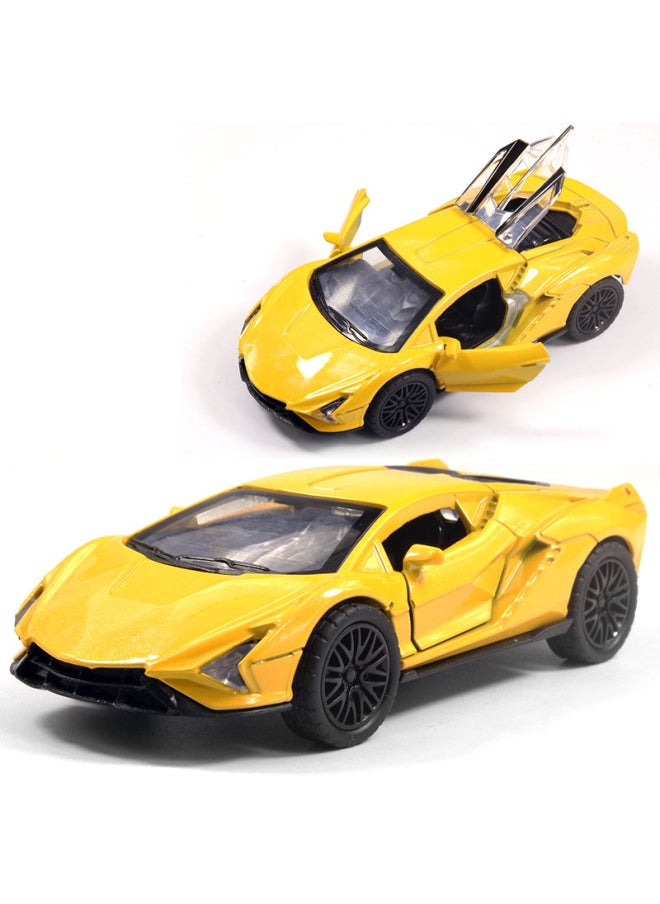 1:36 Alloy Sports Car Off-road Vehicle Model Children Boy Toy Car Back Force Door Car Ornaments Blind Box Wholesale-Color:Radar Red  - Image 3