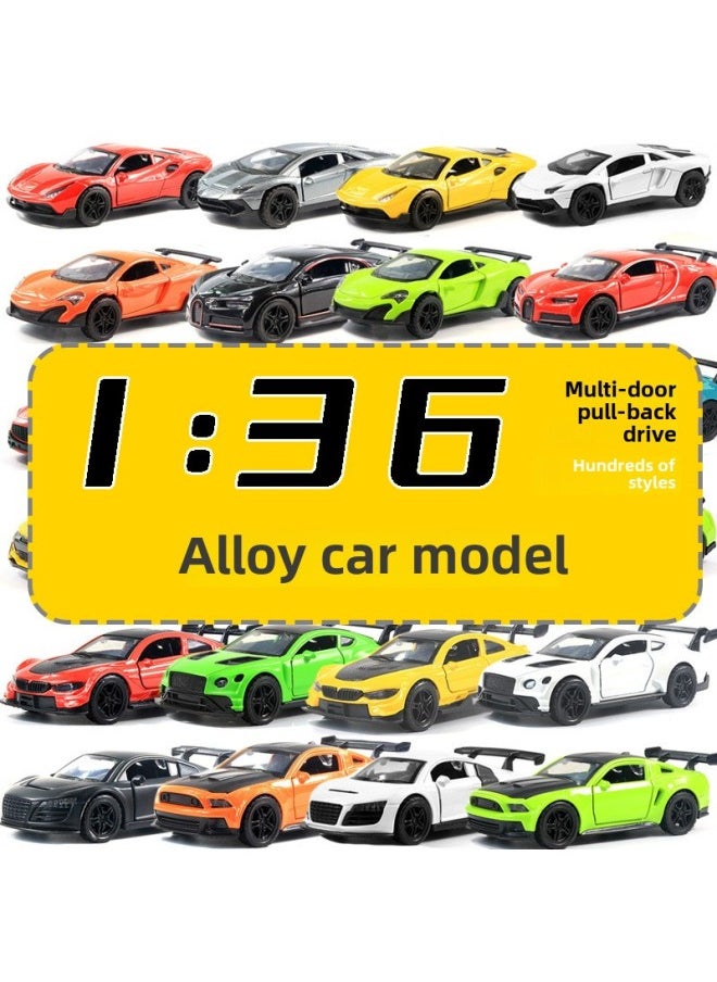 1:36 Alloy Sports Car Off-road Vehicle Model Children Boy Toy Car Back Force Door Car Ornaments Blind Box Wholesale-Color:Radar Red  - Image 2