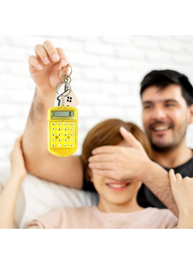 Generic 7 Pack Pocket Calculator Keychain Compact And Portable Mini Electronic Calculator Suitable For Home Students (Black, White, Pink, Blue, Yellow, Purple, Green) - Image 3