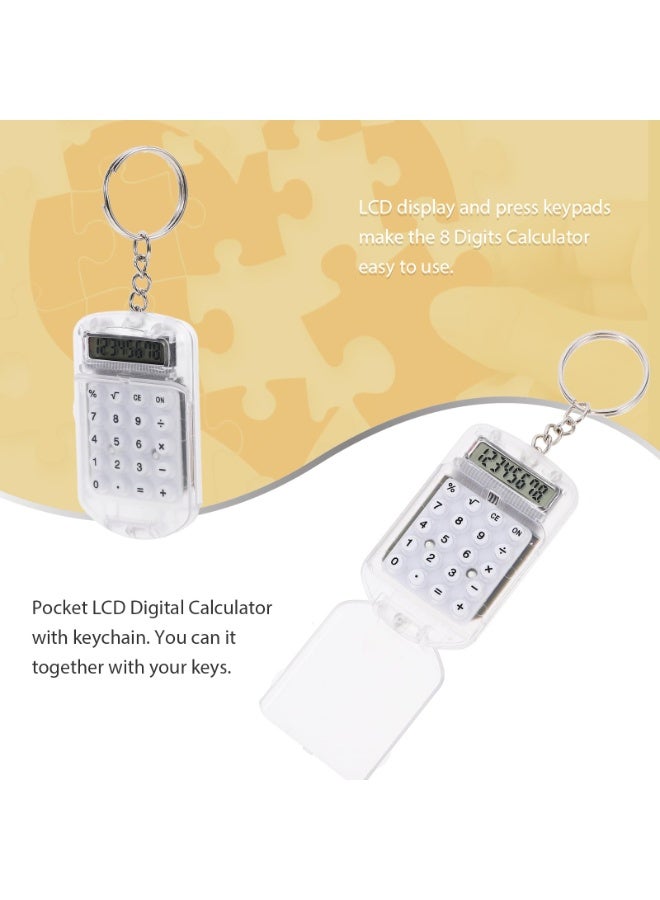 Generic 7 Pack Pocket Calculator Keychain Compact And Portable Mini Electronic Calculator Suitable For Home Students (Black, White, Pink, Blue, Yellow, Purple, Green) - Image 5