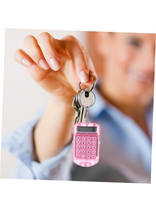 Generic 7 Pack Pocket Calculator Keychain Compact And Portable Mini Electronic Calculator Suitable For Home Students (Black, White, Pink, Blue, Yellow, Purple, Green) - Image 2