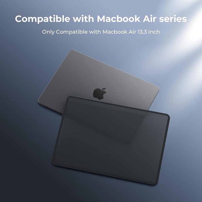BlueSwan غلاف متوافق مع Macbook Air مقاس 13 بوصة M1 A2337 A2179 A1932، صدر في 2021-2018، إطار TPU مقاوم للكسر + غطاء غير لامع مضاد لبصمات الأصابع من PC فائق النحافة - أسود غير لامع - Image 2