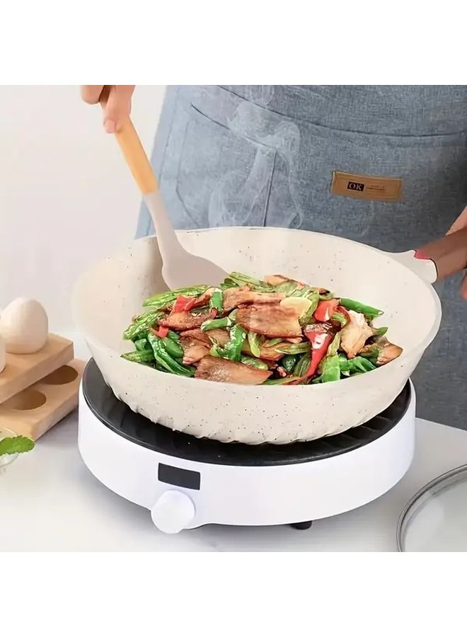 White 12 Piece Silicone Kitchen Utensil Set With Wooden Handles Non Stick Heat Resistant - Image 2