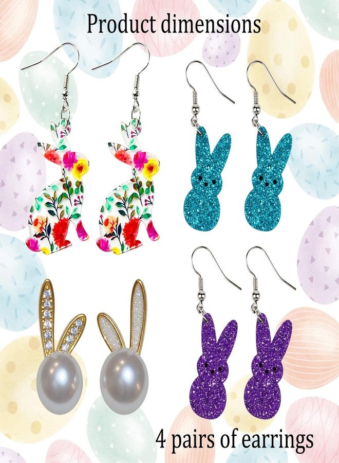 MIRJXB Easter Earrings, Bunny Design Holiday Jewelry Collection for Women, 4-Pair Set for Easter Celebrations and Gift Giving, Pink Earrings and Easters Decor - Image 2