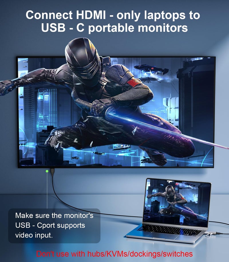 Reborn HDMI to USB C Adapter 4K 60Hz | Uni-Directional HDMI Source to Type-C Display Adapter for AR Glasses XREAL Oneã€Air 2 Pro/VITURE Pro/RayNeo Air 2s/Rokid,PS5,Portable Monitors - 1 Pack - Image 4