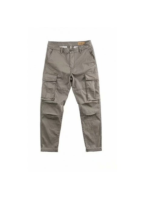 Autumn multi-pocket overalls pants mens small straight atmospheric overalls three-dimensional fashion casual pants construction site wear pants Grey