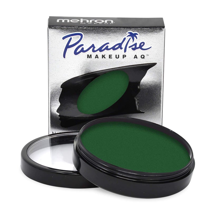 Mehron Makeup Paradise Makeup AQ Pro Size | Stage & Screen Performance, Face & Body Painting, Beauty, Cosplay, and Halloween | Water Activated Face Paint, Body Paint 1.4 oz (40 g) - Dark Green - Image 1