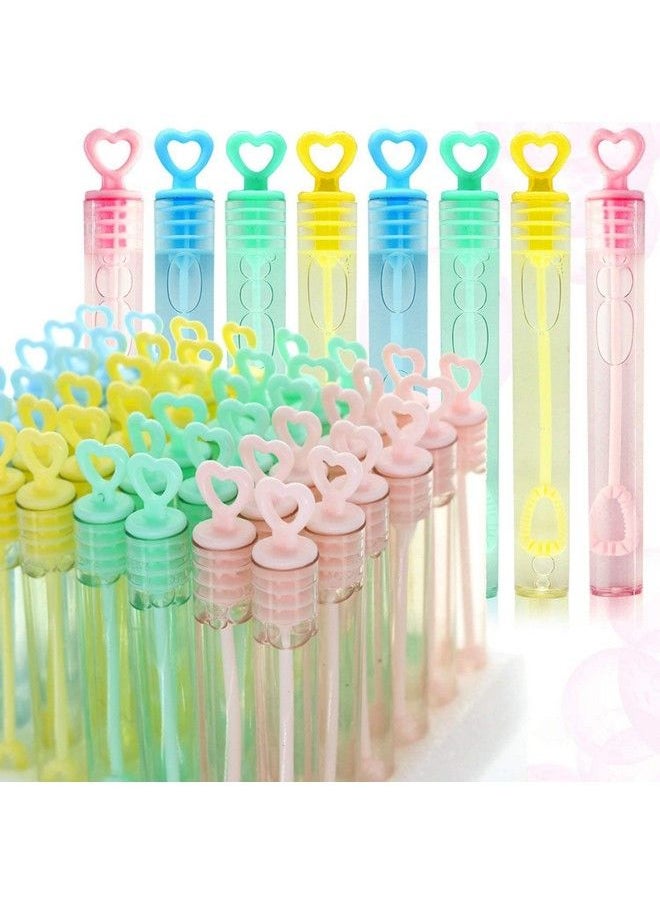 GiftExpress 48 Pcs Mini Heart Shaped Bubble Wands Assorted Pastel Color Perfect Wand Bubble For Wedding Favor Anniversaries Party Favors Birthday Party Bubbles Fun Toys For Girls And Boys  - Image 1