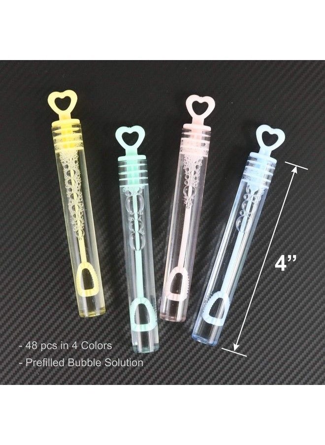 GiftExpress 48 Pcs Mini Heart Shaped Bubble Wands Assorted Pastel Color Perfect Wand Bubble For Wedding Favor Anniversaries Party Favors Birthday Party Bubbles Fun Toys For Girls And Boys  - Image 4
