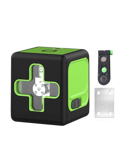 Portable mini small laser infrared level, green light 2-wire line projector, high-precision level, strong light built-in lithium battery version Add iron plate for upper wall bracket