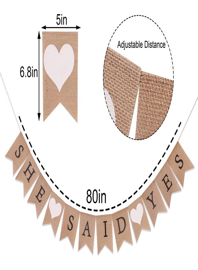 WAWOO She Said Yes Burlap Engagement Banner, Bridal Shower Decor, Photo Prop, Vow Renewal Banner - Image 5