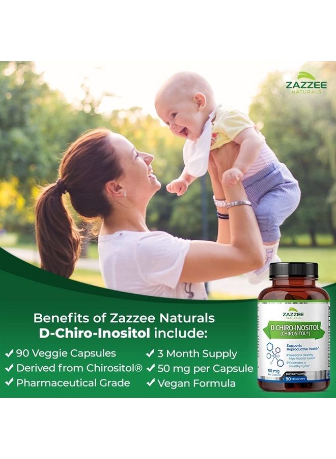 Zazzee D-Chiro-Inositol, 90 Vegan Capsules, 50 mg per Capsule, 3-Month Supply, Ideal Dosage for 40:1 Ratio with Myo-Inositol, Vegan, Non-GMO and All-Natural  - Image 4