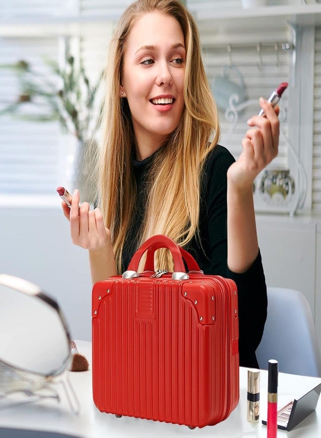 Adson Travel Make up Train Case, Waterproof Portable Hard Shell Cosmetic Case Luggage Mini Suitcase Makeup Brushes Bag Toiletry Organizer Portable Makeup Carrying Case (Rose Candy Red) - Image 5