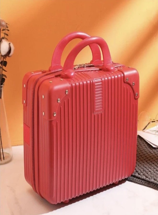 Adson Travel Make up Train Case, Waterproof Portable Hard Shell Cosmetic Case Luggage Mini Suitcase Makeup Brushes Bag Toiletry Organizer Portable Makeup Carrying Case (Rose Candy Red) - Image 3