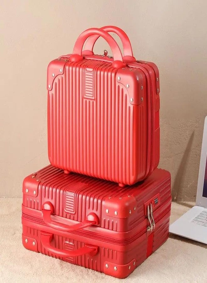 Adson Travel Make up Train Case, Waterproof Portable Hard Shell Cosmetic Case Luggage Mini Suitcase Makeup Brushes Bag Toiletry Organizer Portable Makeup Carrying Case (Rose Candy Red) - Image 2