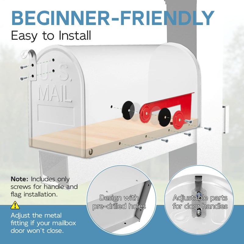 BlissBoard Metal Mailboxes Post Mount, Galvanized Steel Outside Mail Box, Standard Medium Capacity, 20 x 8.7 x 6.7 Inches, White - Image 5