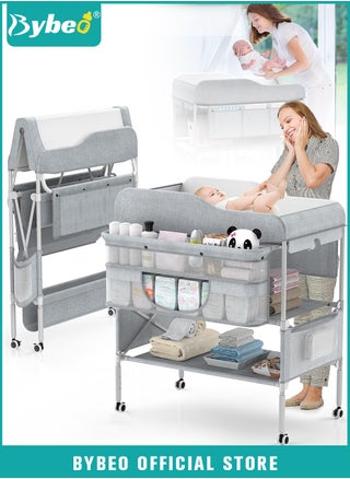Baby Diaper Changing Table, Foldable Infant Diaper Station with Wheels, Nursery Organizer for Newborns, Babies Dresser Changing Table with Storage Rack, Strengthen Structure and 3 Adjustable Heights - pzsku/ZA82BD55E2CF29B26F7A6Z/45/_/1704955973/ada00e3d-dcdd-4016-8016-d7cb71baa9b4