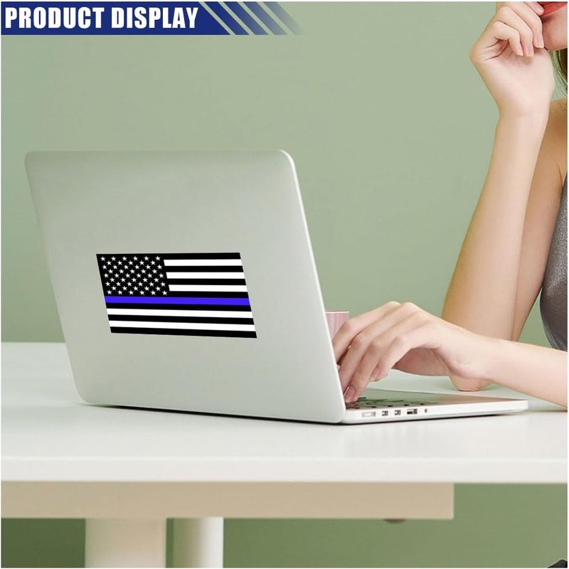 BDZMC 3PCS 4.4 X 2.4 Inch Thin Line American Flag Car Sticker Decal, Black White and Blue US Flag Vinyl Decal for Car SUV Truck Window Bumper, Support Police and Law Enforcement Officers (Black/Blue) Trendy budget practical design - Image 5