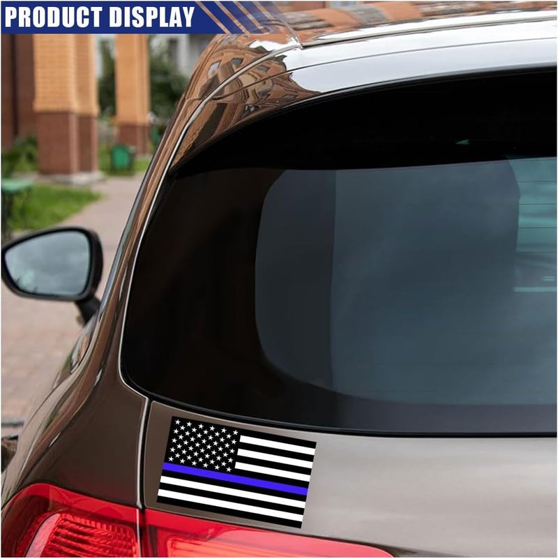 BDZMC 3PCS 4.4 X 2.4 Inch Thin Line American Flag Car Sticker Decal, Black White and Blue US Flag Vinyl Decal for Car SUV Truck Window Bumper, Support Police and Law Enforcement Officers (Black/Blue) Trendy budget practical design - Image 3