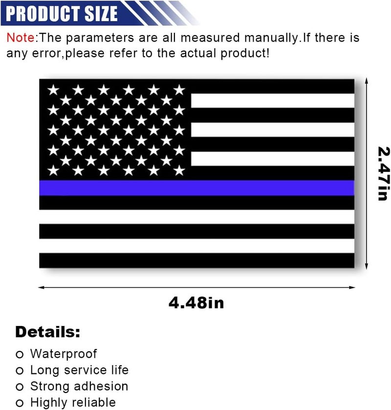 BDZMC 3PCS 4.4 X 2.4 Inch Thin Line American Flag Car Sticker Decal, Black White and Blue US Flag Vinyl Decal for Car SUV Truck Window Bumper, Support Police and Law Enforcement Officers (Black/Blue) Trendy budget practical design - Image 2