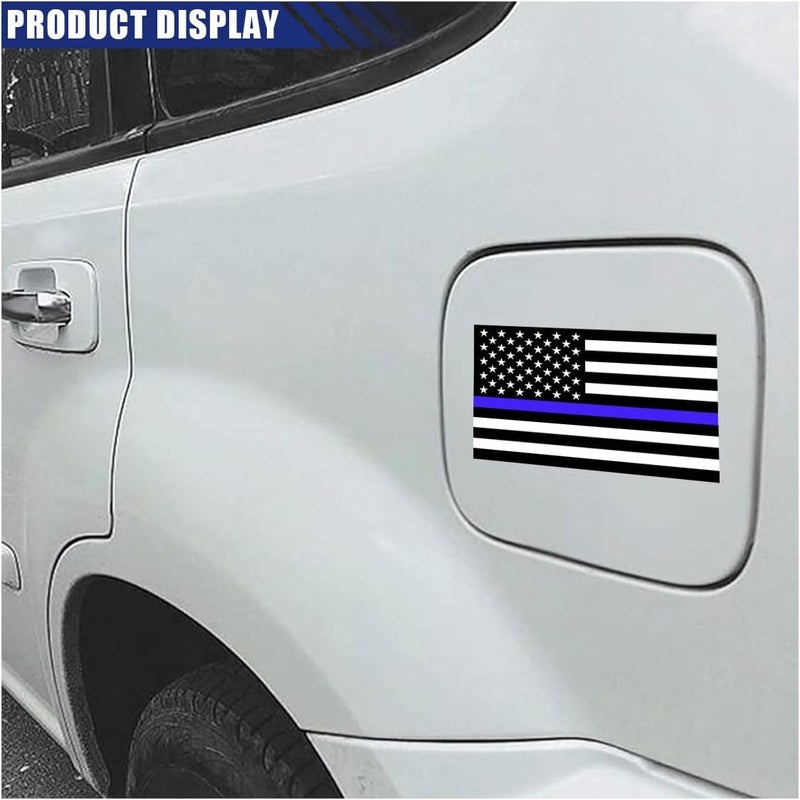BDZMC 3PCS 4.4 X 2.4 Inch Thin Line American Flag Car Sticker Decal, Black White and Blue US Flag Vinyl Decal for Car SUV Truck Window Bumper, Support Police and Law Enforcement Officers (Black/Blue) Trendy budget practical design - Image 4