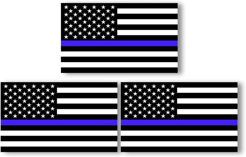 BDZMC 3PCS 4.4 X 2.4 Inch Thin Line American Flag Car Sticker Decal, Black White and Blue US Flag Vinyl Decal for Car SUV Truck Window Bumper, Support Police and Law Enforcement Officers (Black/Blue) Trendy budget practical design - Image 1
