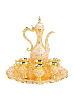 Vintage Turkish Coffee Pot Set, Turkish Tea Set with 6 Coffee Cups, One Person Teapot and Cup Set, Family Tea Table Decorative Tea Set, Wedding Gift, Family Tea Party