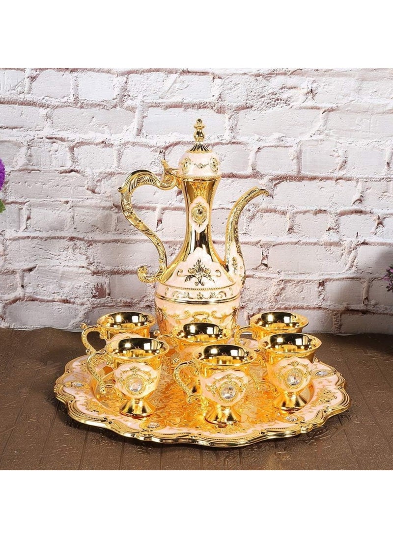 General - Vintage Turkish Coffee Pot Set, Turkish Tea Set with 6 Coffee Cups, One Person Teapot and Cup Set, Family Tea Table Decorative Tea Set, Wedding Gift, Family Tea Party - Image 1