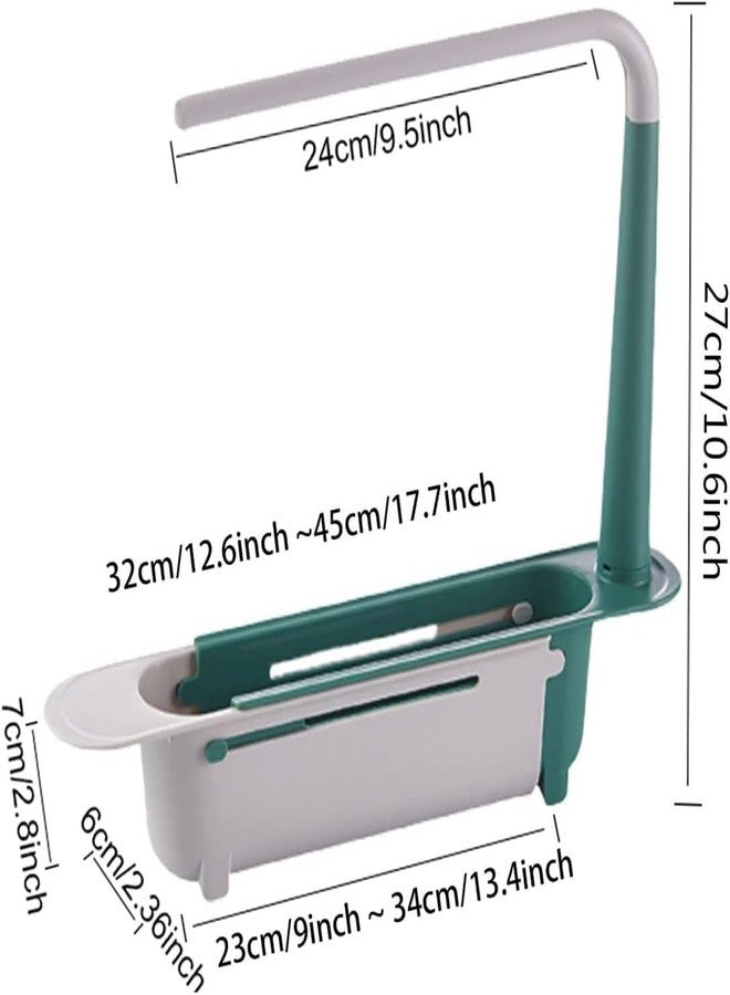 Bindex Modern Telescopic Plastic Long Sink Shelf Rack Bathtub Caddy Expandable Sponge-Brush Stand with Drainage Suitable for Bathroom, Kitchen, Toilet, Laundry ABS Material Pack of 1 - Image 3