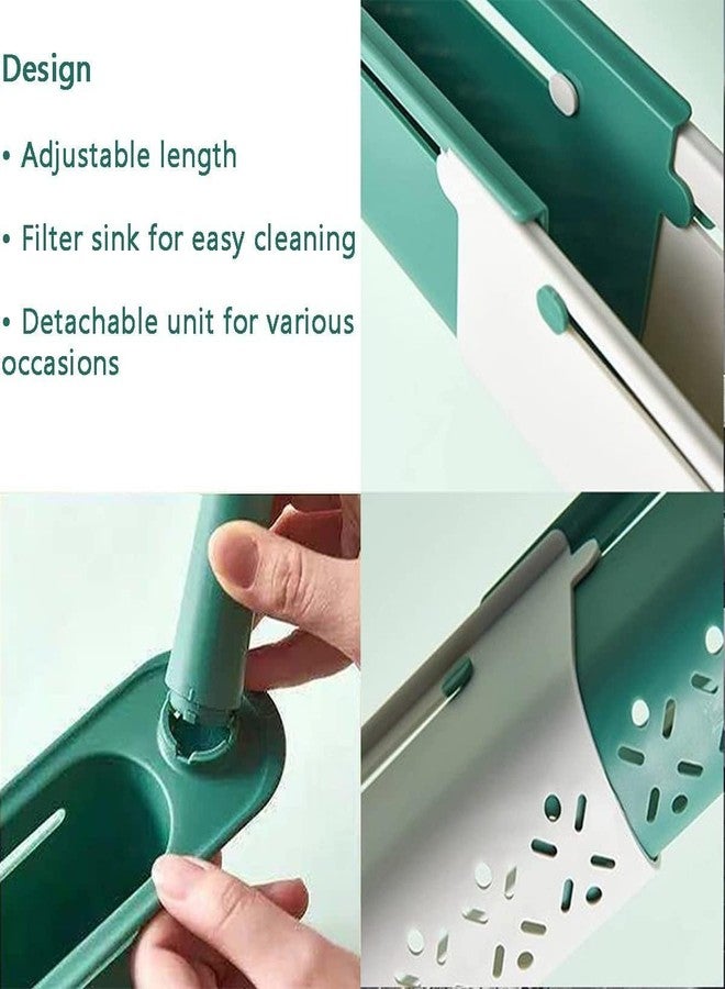 Bindex Modern Telescopic Plastic Long Sink Shelf Rack Bathtub Caddy Expandable Sponge-Brush Stand with Drainage Suitable for Bathroom, Kitchen, Toilet, Laundry ABS Material Pack of 1 - Image 5
