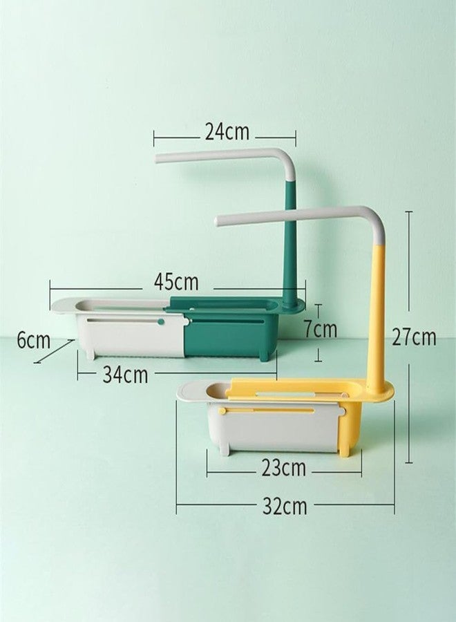 Bindex Modern Telescopic Plastic Long Sink Shelf Rack Bathtub Caddy Expandable Sponge-Brush Stand with Drainage Suitable for Bathroom, Kitchen, Toilet, Laundry ABS Material Pack of 1 - Image 2